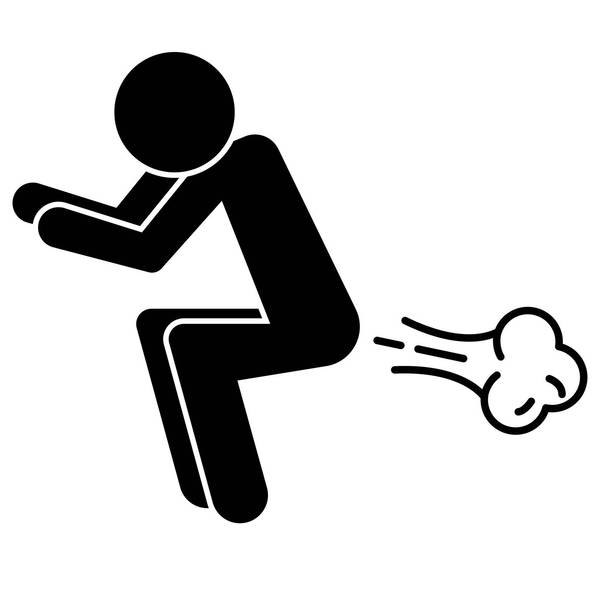 Strong farting person silhouette. Vector.