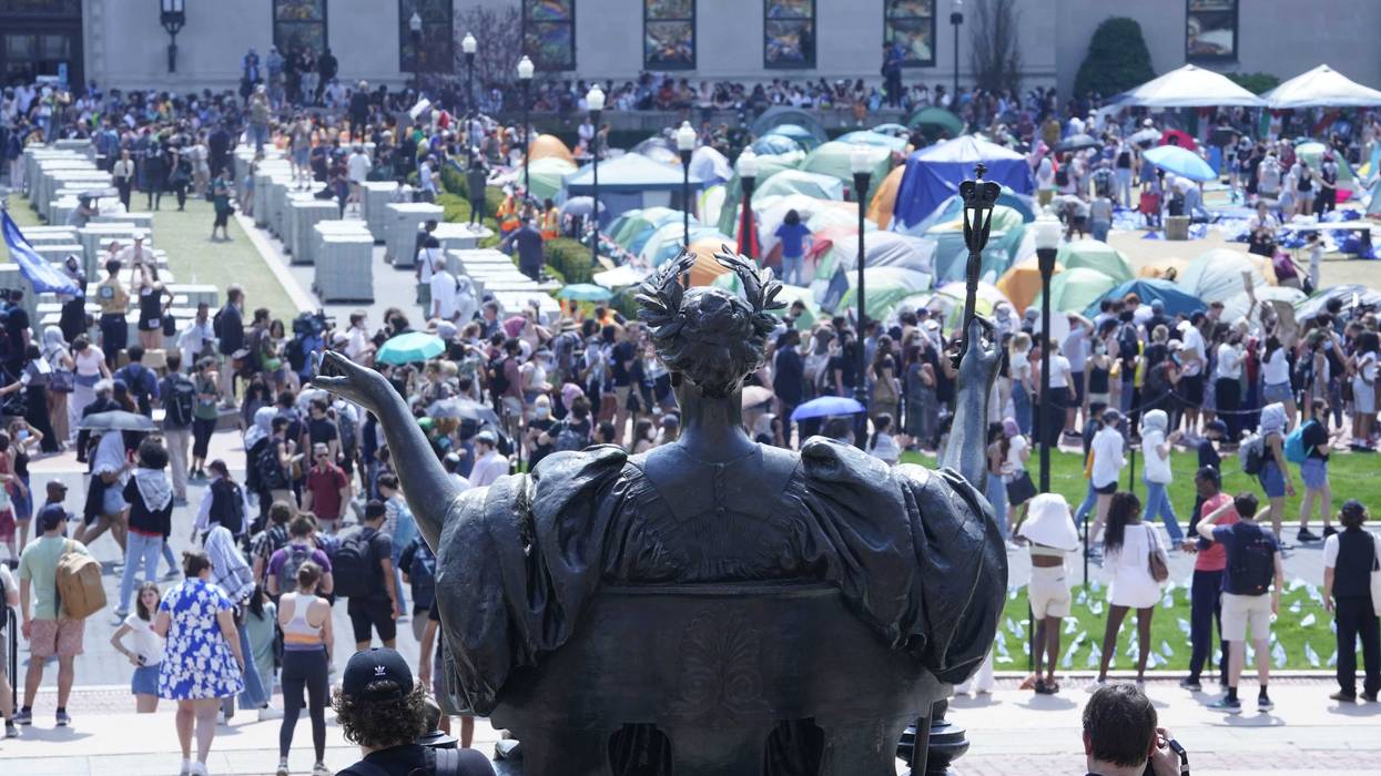 Student demonstrators occupy the pro-Palestinian "Gaza Solidarity Encampment" on the West Lawn of Columbia University on April 29, 2024