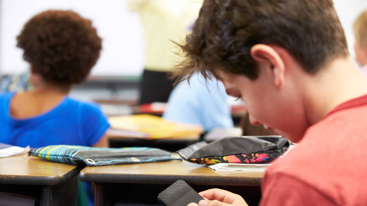 Student on phone