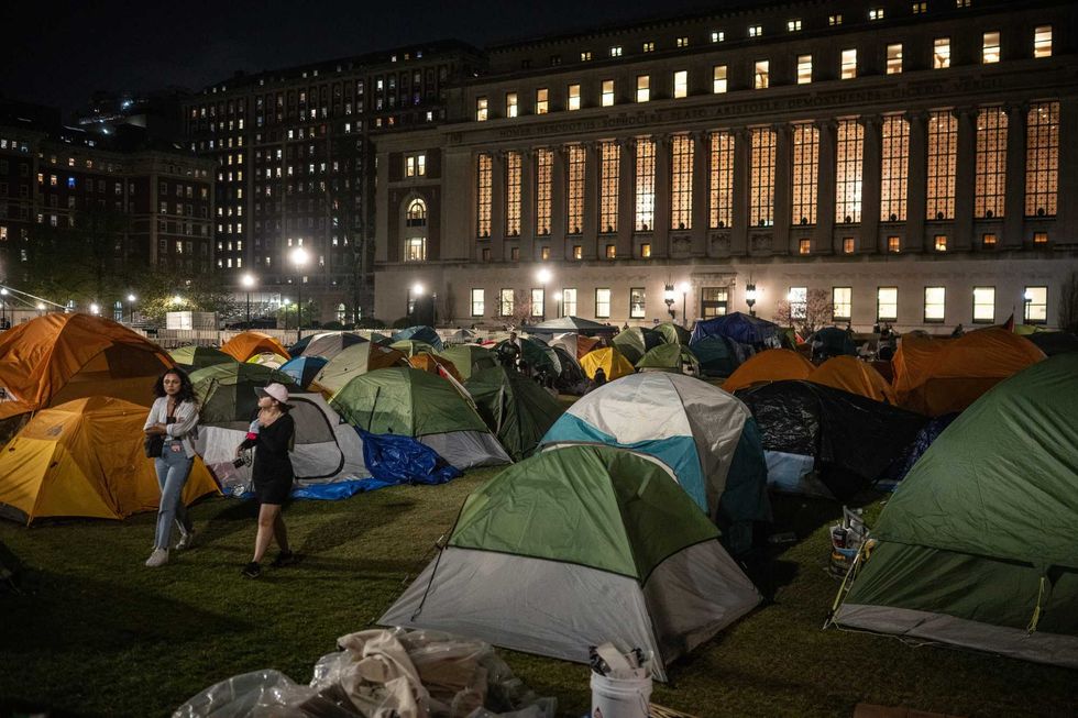 Student protesters occupy a tent camp as as they demonstrate against the war in Gaza at Columbia University on Monday, April 29, 2024