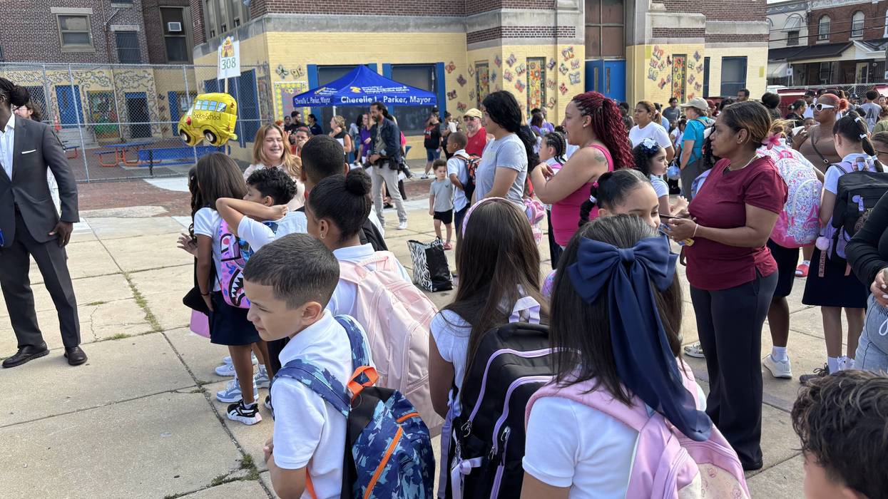 Students attend a first-day-of-school kickoff party at McClure Elementary on Aug. 24, 2026.