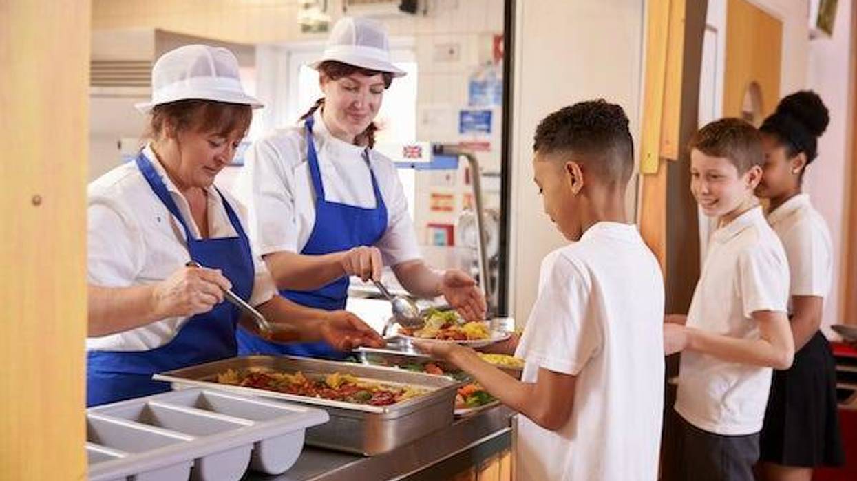 Students in line for lunch at a school cafeteria
