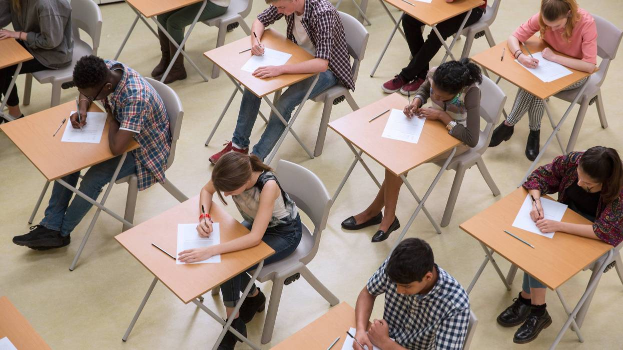 students taking test