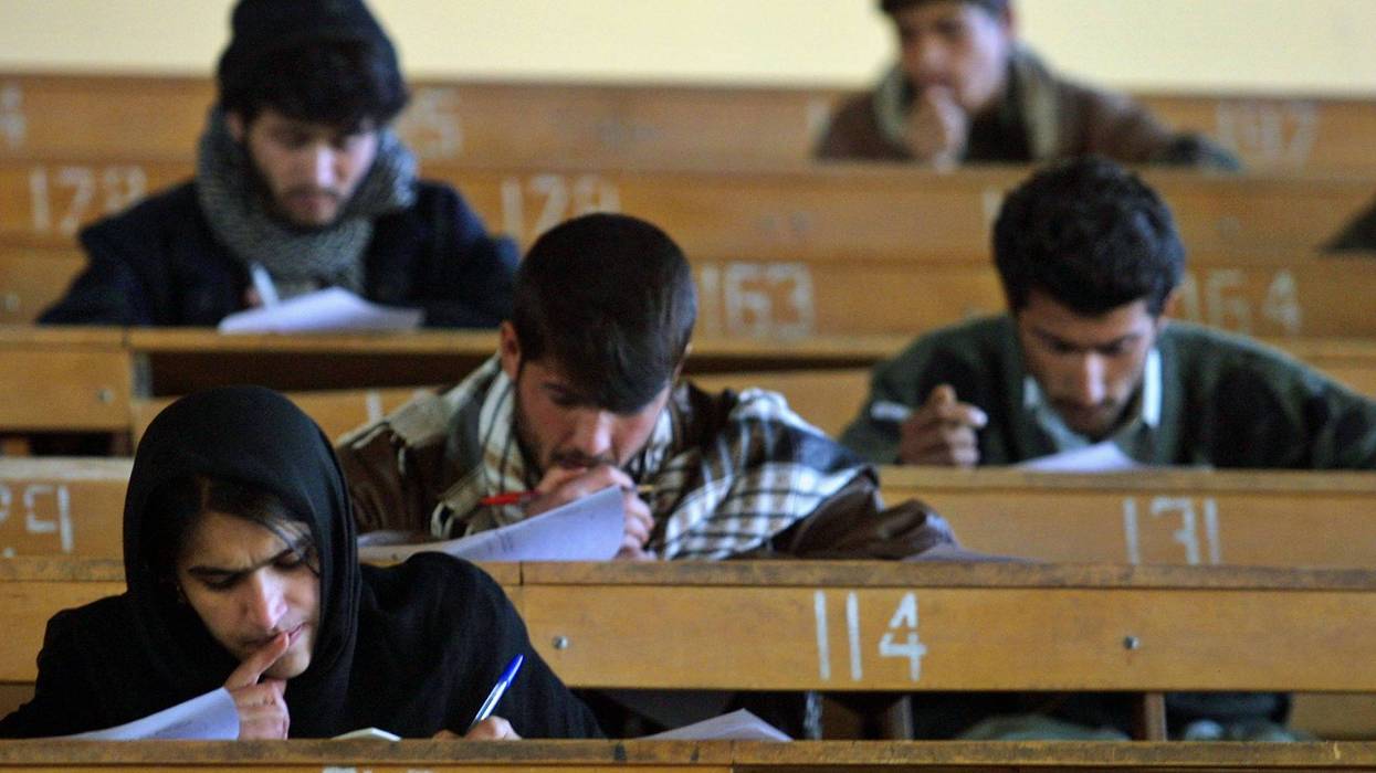 Students taking test