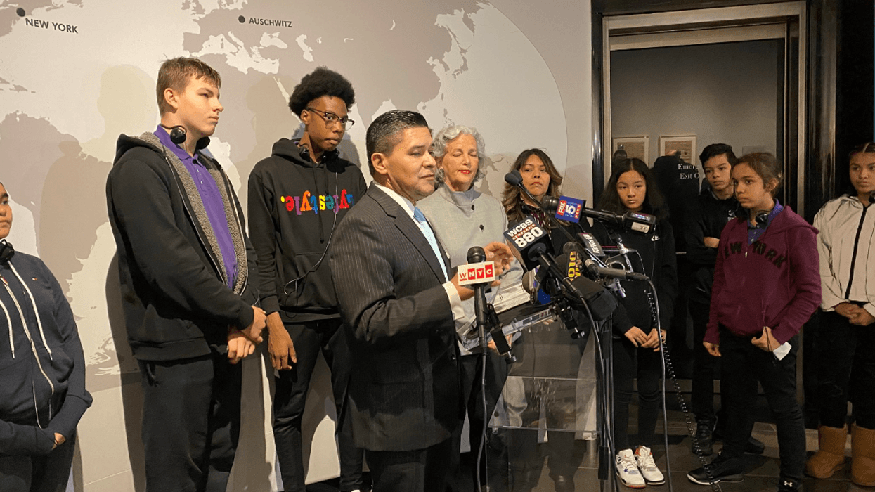 Students touring the Auschwitz exhibit