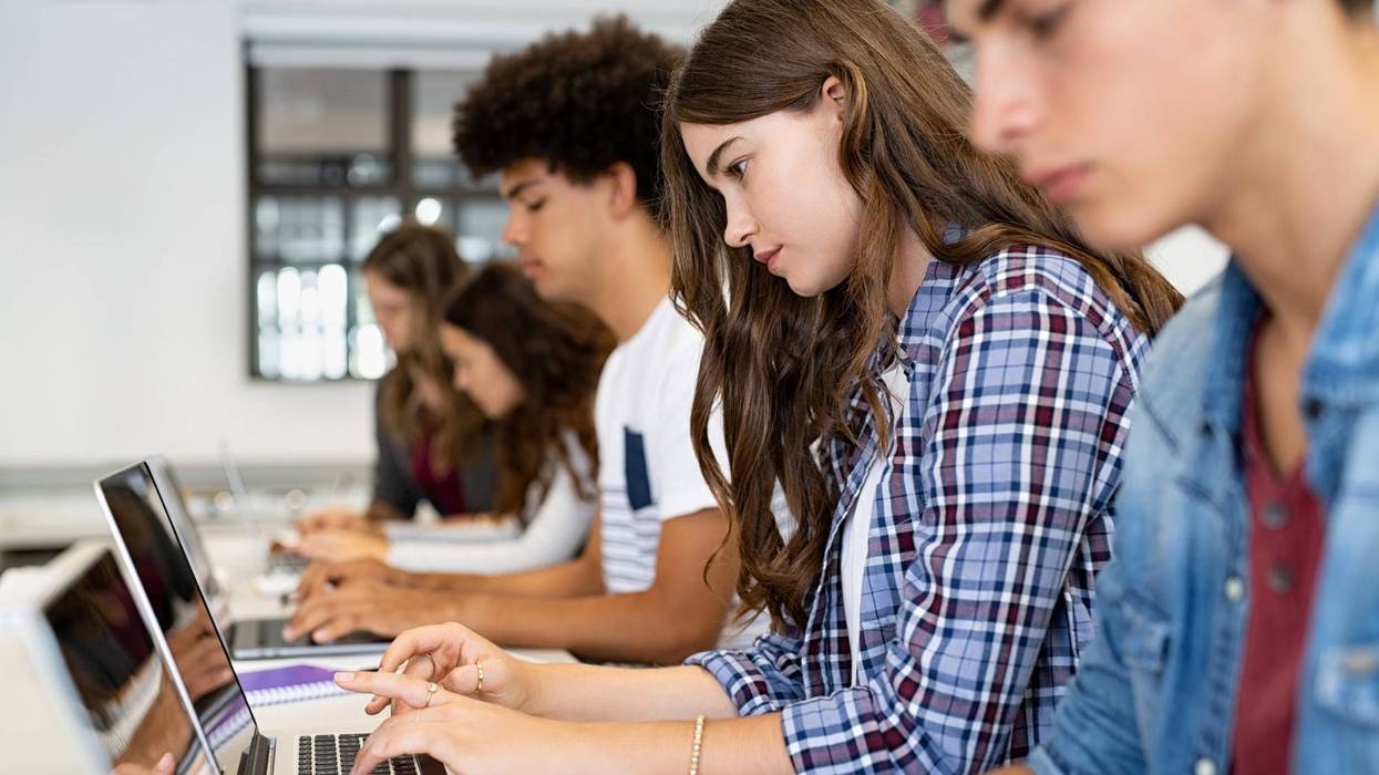 Students with computers