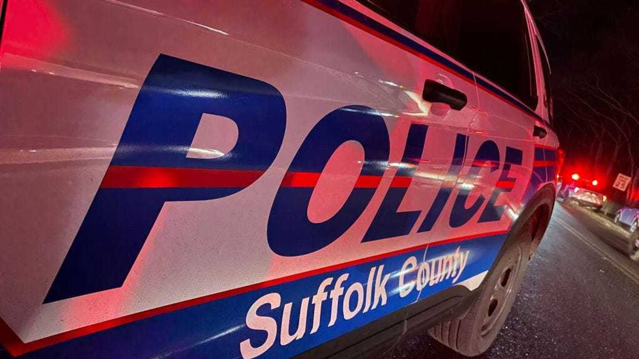 Suffolk County, New York police vehicle at the scene of an investigation in Medford, New York on Dec. 28, 2022.