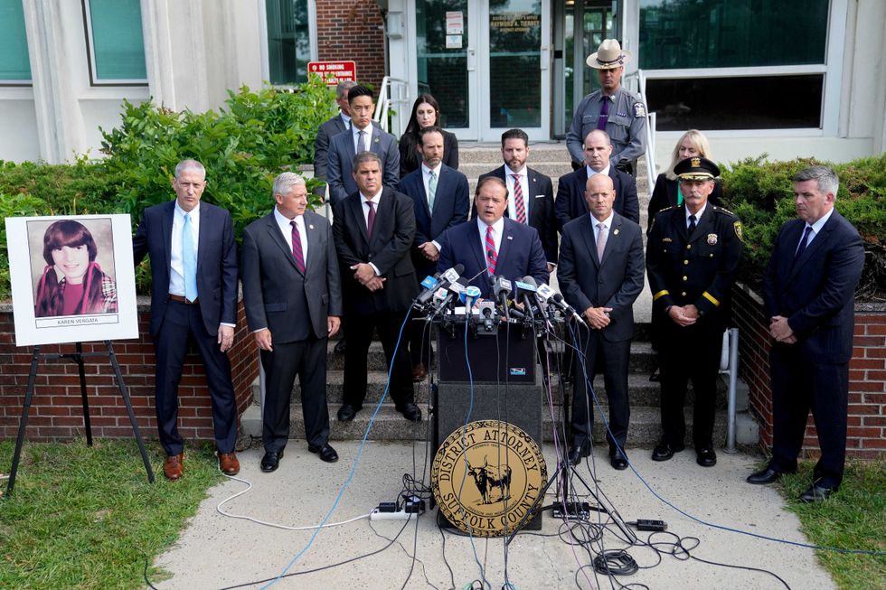 Suffolk D.A. Ray Tierney at the news conference in Hauppauge on Aug. 4, 2023.