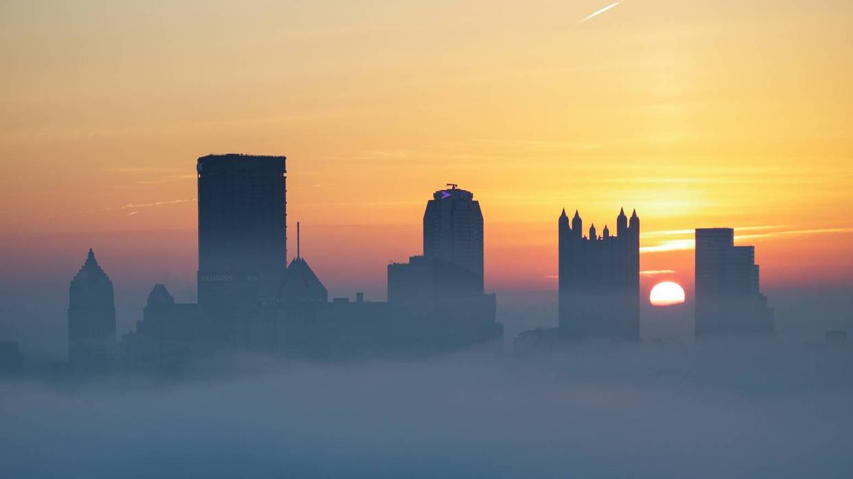 Sunrise over Pittsburgh on a foggy morning