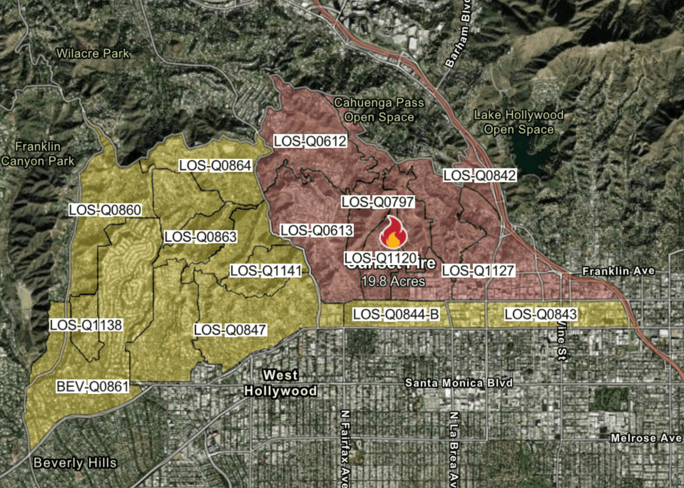 Sunset Fire in Hollywood Hills