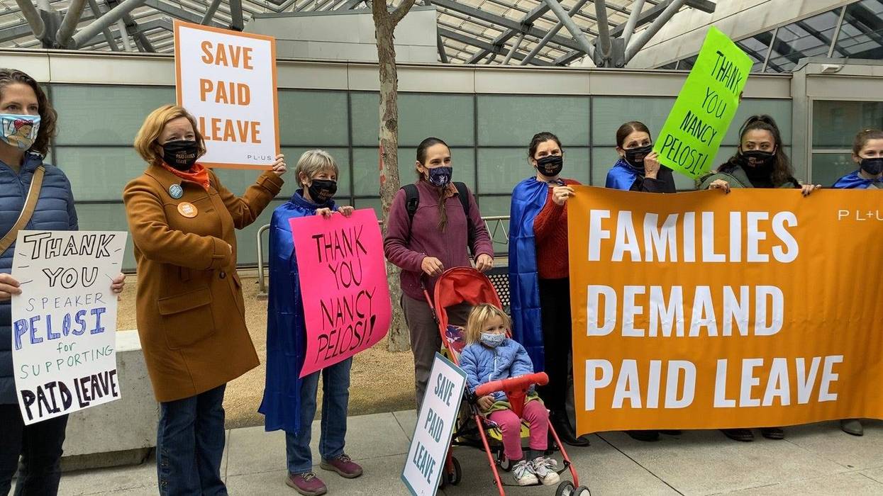 Supporters gather outside Nancy Pelosi's San Francisco office.