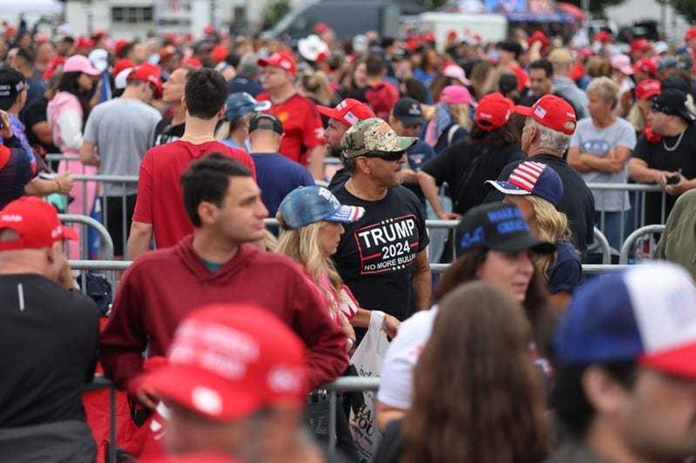 Supporters of Trump arrive at Nassau Veterans Memorial Coliseum on Sept. 18, 2024.