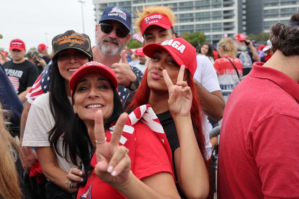 Supporters of Trump gather outside Nassau Coliseum on Wednesday morning