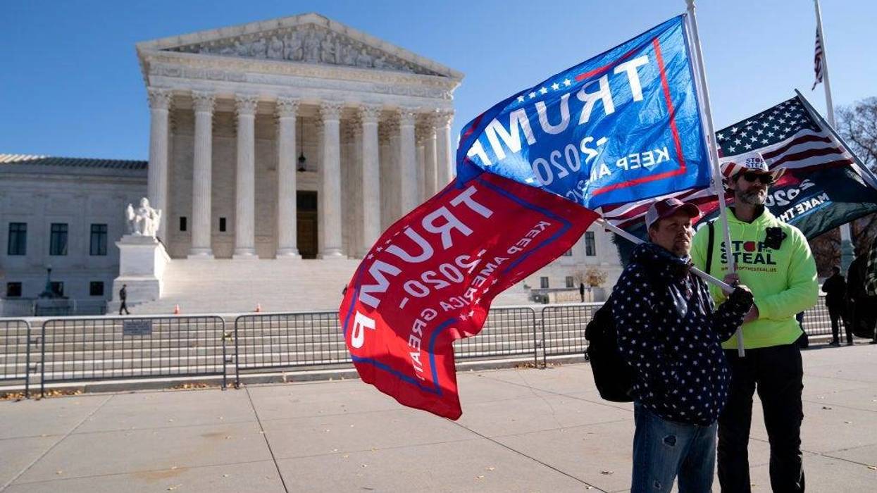 Supporters of U.S. President Donald Trump gather outside of the U.S. Supreme Court on December 11, 2020 in Washington, DC.