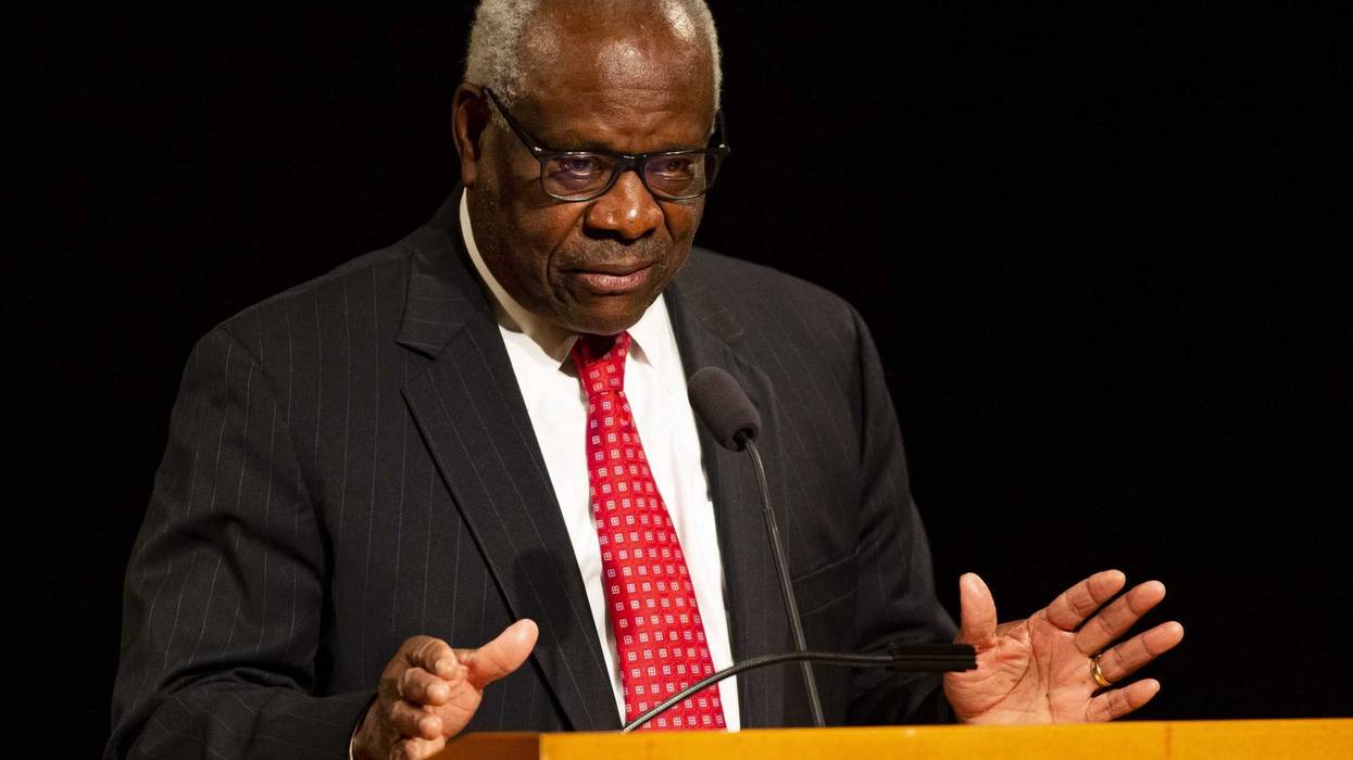 Supreme Court Justice Clarence Thomas speaks on Thursday, Sept. 16, 2021, at the University of Notre Dame.