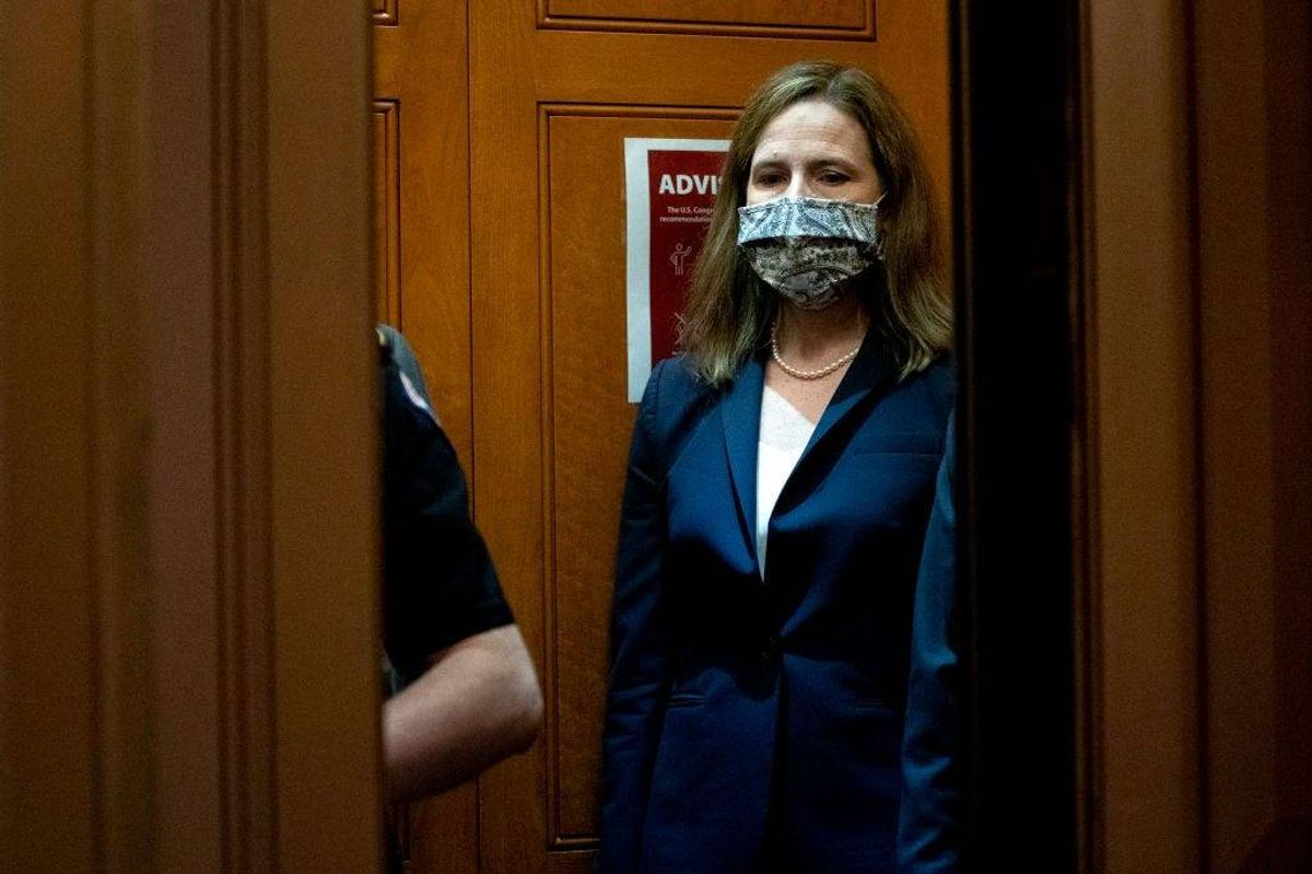 Supreme Court nominee Judge Amy Coney Barrett departs the U.S. Capitol on October 21, 2020 in Washington, DC.