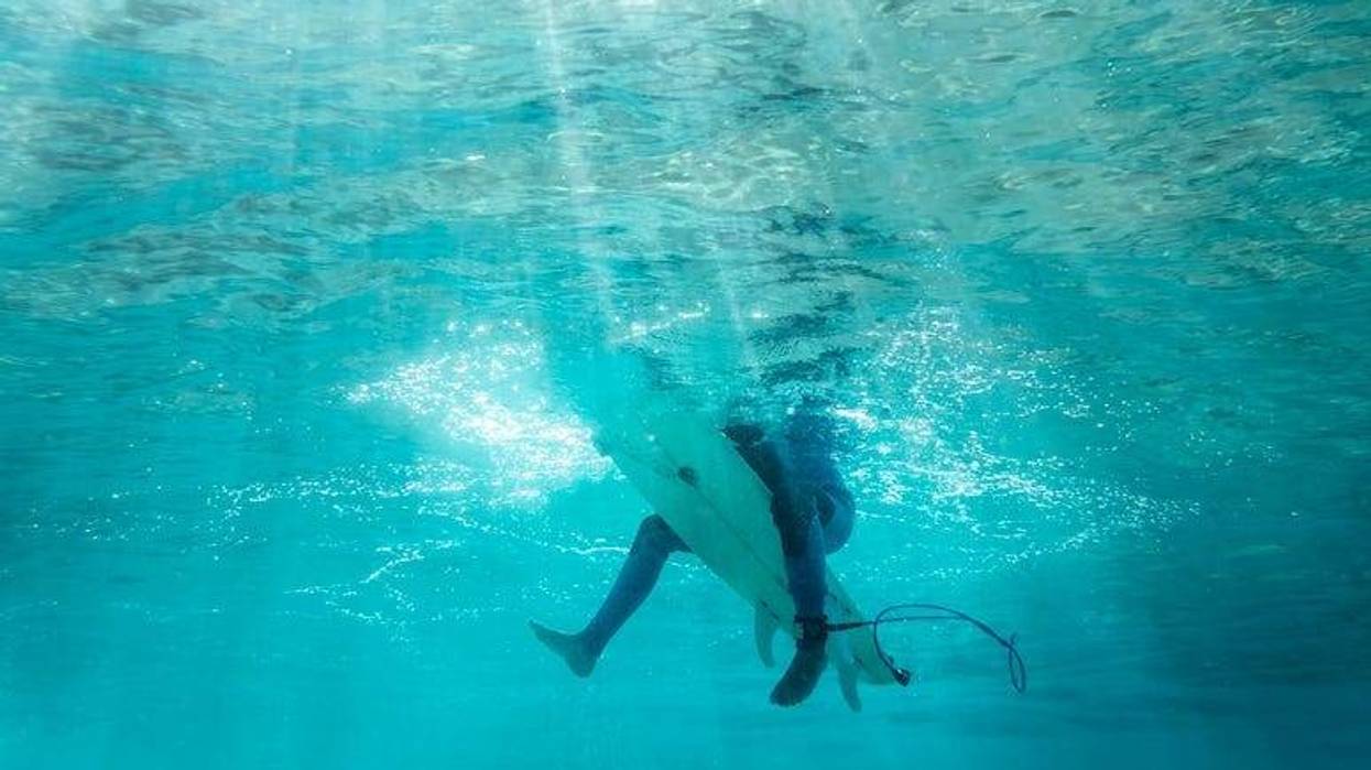 Surfer, Legs, Surfboard, Underwater, Ocean