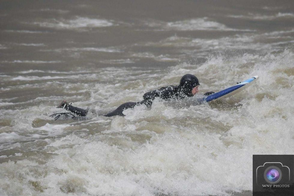 Surfing on Lake Erie in December
