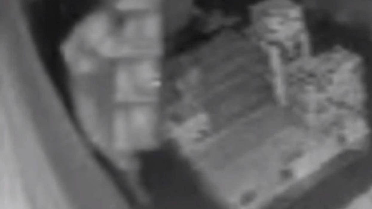 Surveillance footage of person stealing fireworks