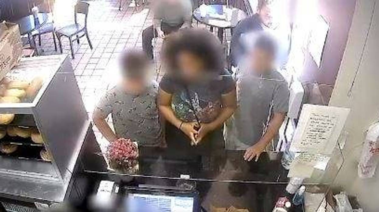 Surveillance footage of the moment police say show Farid Lalezarzadeh pinching a young boy's butt.