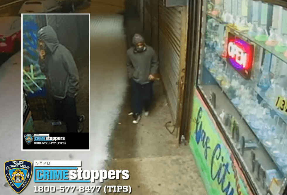 Surveillance footage shows the suspect around the time of Tuesday morning