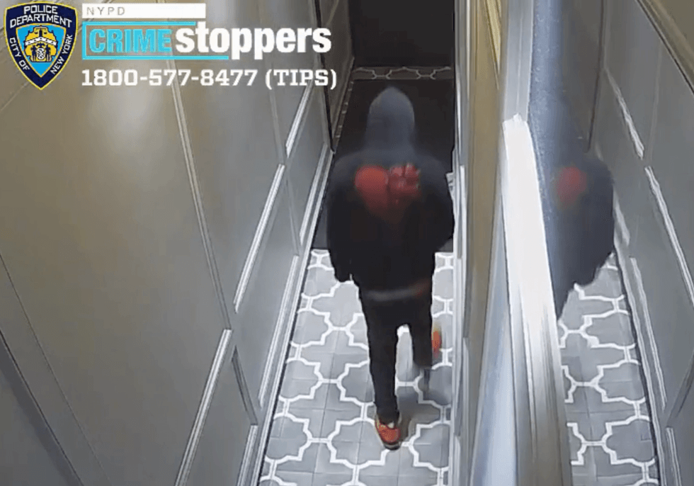 Surveillance footage shows the suspect in the building around the time of the attack