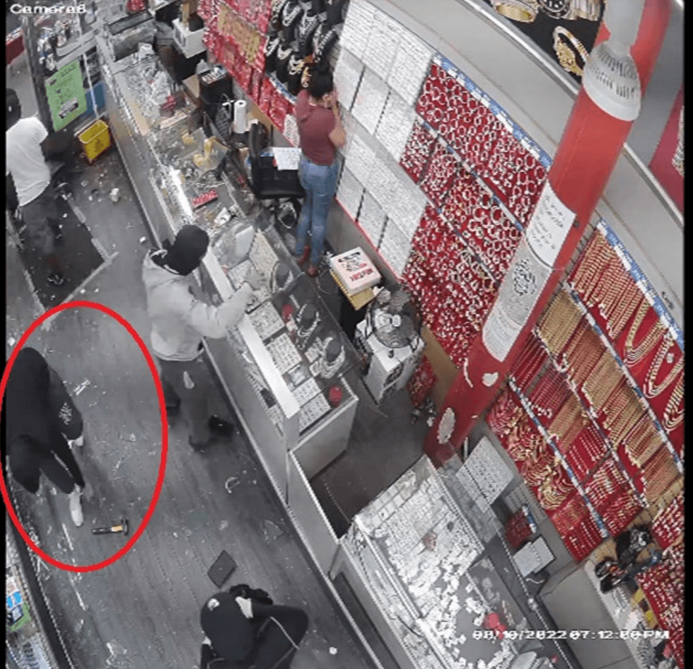 Surveillance image of robbery.
