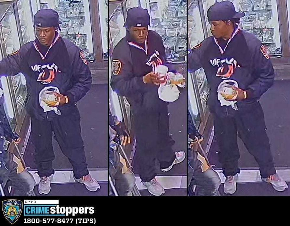 Surveillance images show the suspected gunman, believed to be Messiah Nantwi, in a Harlem smoke shop before Sunday night