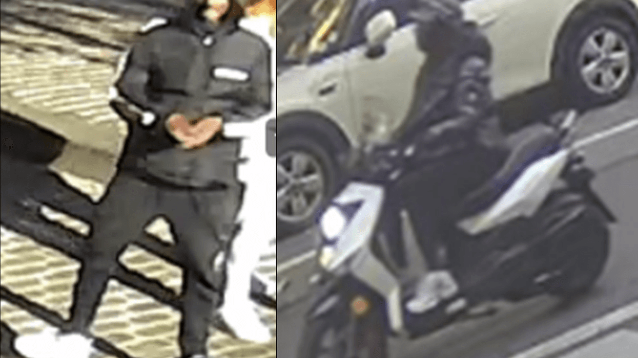 Surveillance images show the two men suspected of stealing the MacBook from under a pedestrian's arm in Chelsea on Nov. 3