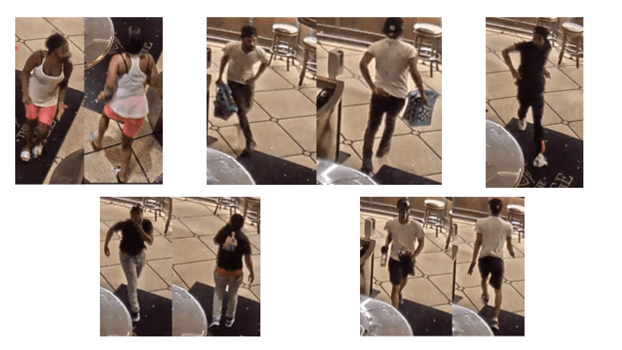Surveillance video frames allegedly show five people wanted for looting a shop Aug. 10, 2020, in the first block of South Michigan Avenue.