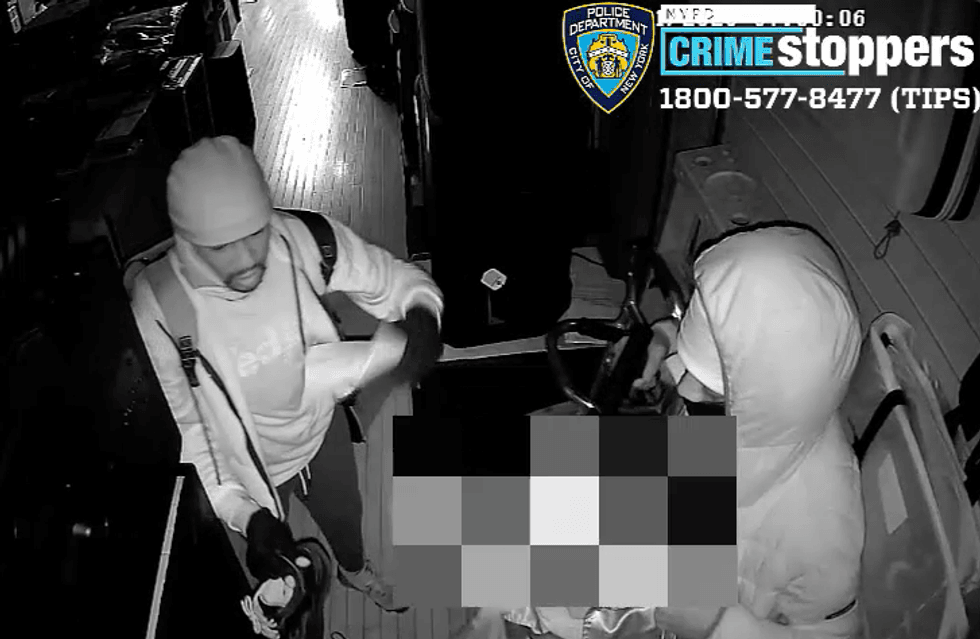 Surveillance video shows the two thieves pistol-whipping the 72-year-old victim in a back office