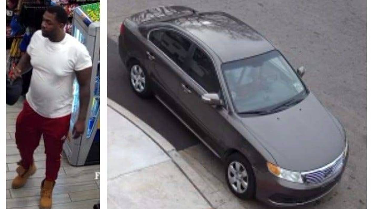 Suspect, left, and suspect's Kia sedan