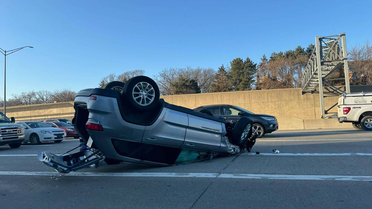 SUV rolls over on I-696 near Woodward during rush hour