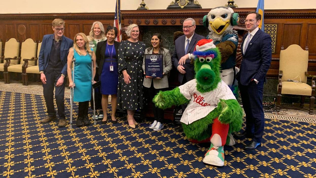 Swoop and the Phillie Phanatic joined Mayor Jim Kenney and others as Philadelphia became the first city to be certified sensory-inclusive by nonprofit KultureCity.