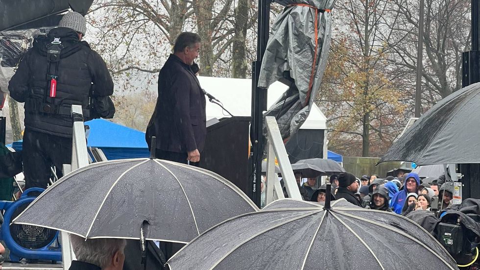 Sylvester Stallone spoke to the crowd on the city
