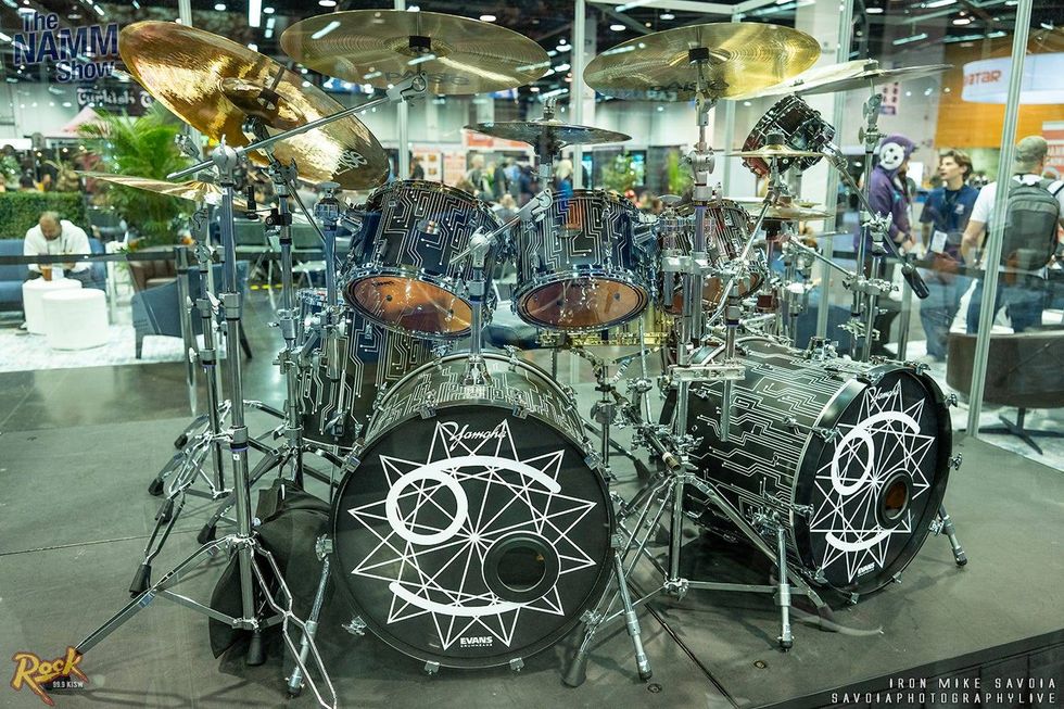 System of a Down drummer John Dolmayan Yamaha drum set - NAMM Show - Anaheim, CA Convention Center 1/24/26