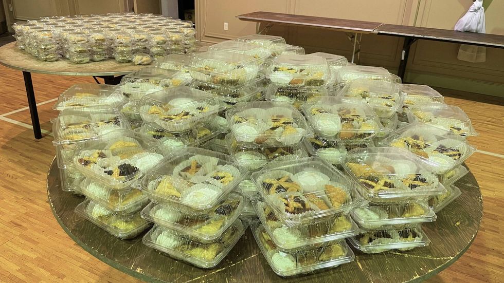 Tables of pastries are prepped and ready to go!