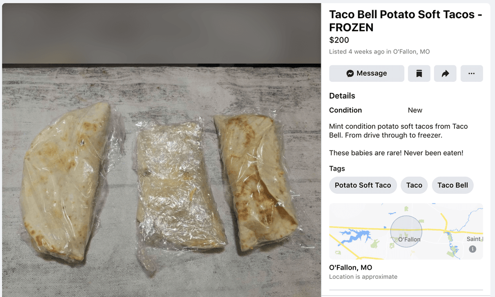 Taco Bell tacos listed for sale in Missouri
