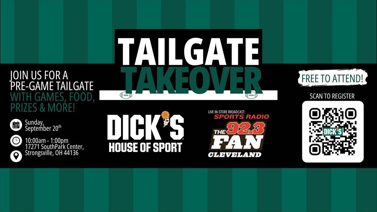 Tailgate Takeover event: Free pre-game tailgate with food, games, prizes. Sep 20, Strongsville, OH.