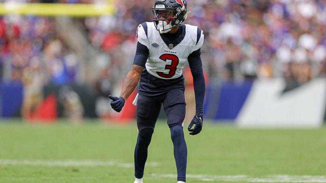 Tank Dell #3 of the Houston Texans lines up for the play against the Baltimore Ravens during the first half at M&T Bank Stadium on September 10, 2023 in Baltimore, Maryland.