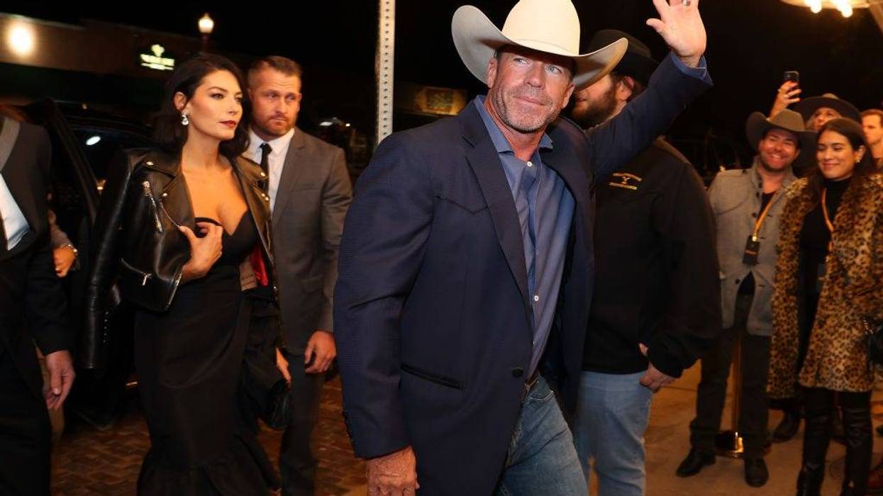 Taylor Sheridan and his wife Nicole Sheridan arrives at the premiere for Paramount Network's "Yellowstone" Season 5 at Hotel Drover