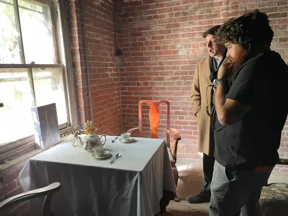 Tea set on the table inside the carriage house at The Whitney