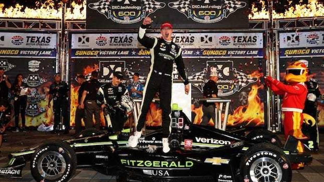 Team Penske's Josef Newgarden Celebrates In Victory Lane At Texas Motor Speedway