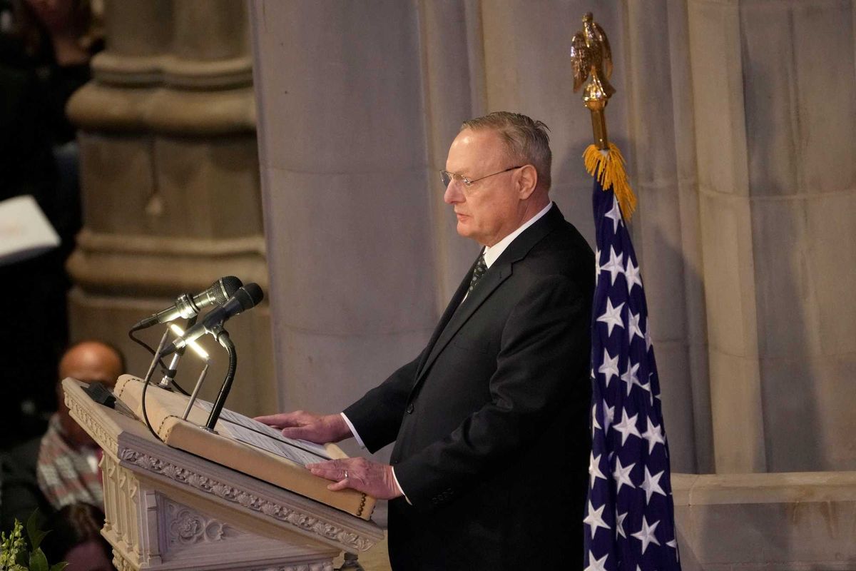 Ted Mondale, son of the late former Vice President Walter Mondale, speaks during the National Funeral Service for former President Jimmy Carter at Washington National Cathedral on Thursday, Jan. 9, 2025. Carter, the 39th President of the United States, died at the age of 100 on Dec. 29, 2024 at his home in Plains, Ga.