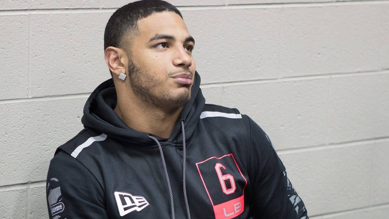 Temple linebacker Shaun Bradley speaks to the media during the 2020 NFL Combine in the Indianapolis Convention Center.