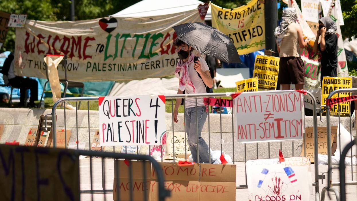 Tents and pro-Palestinian protesters occupy a quad at Drexel University, in Philadelphia, Tuesday, May 21, 2024.
