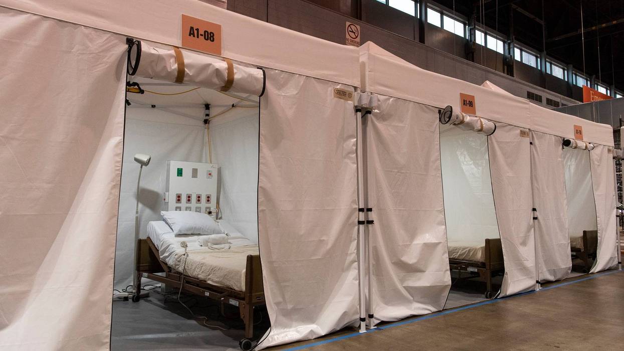 Tents serve as makeshift patient rooms at a convention center in Chicago