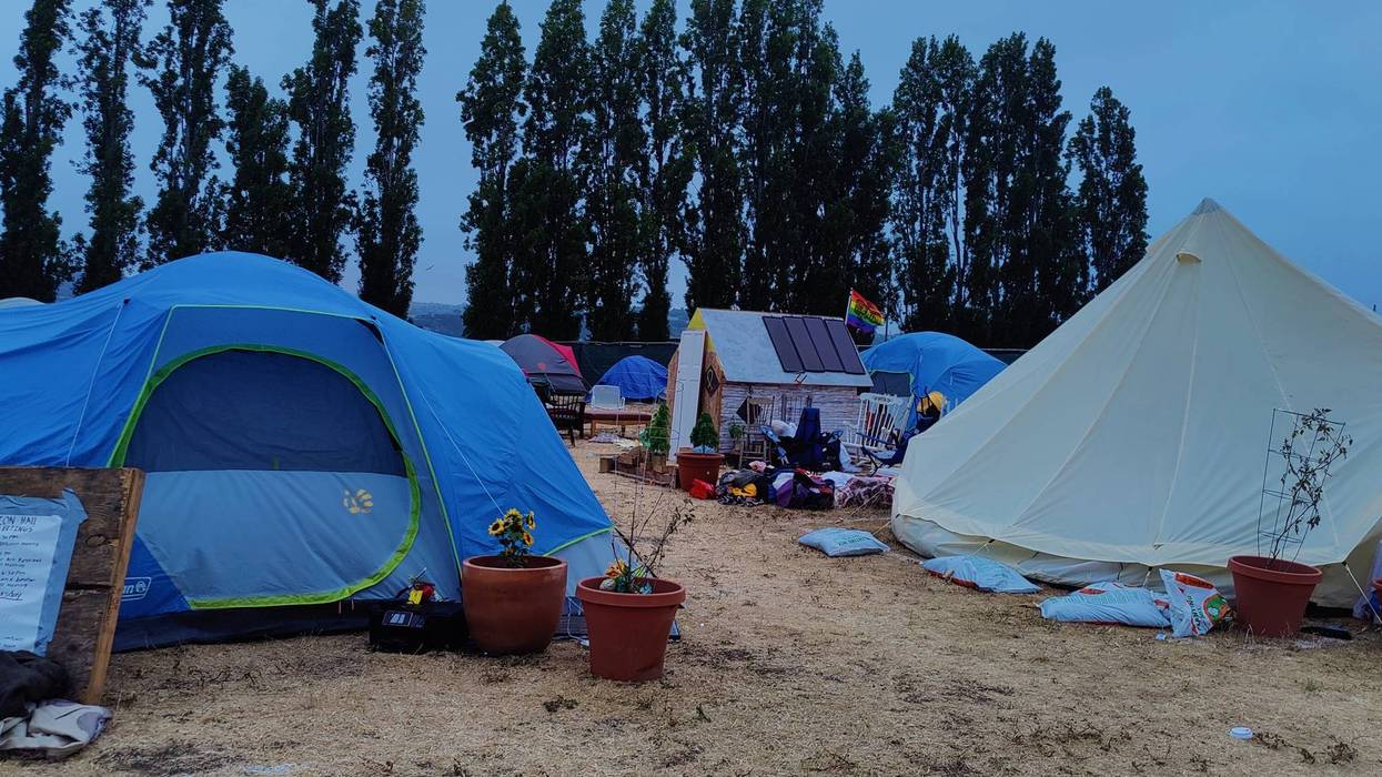 Tents set up in Sausalito.