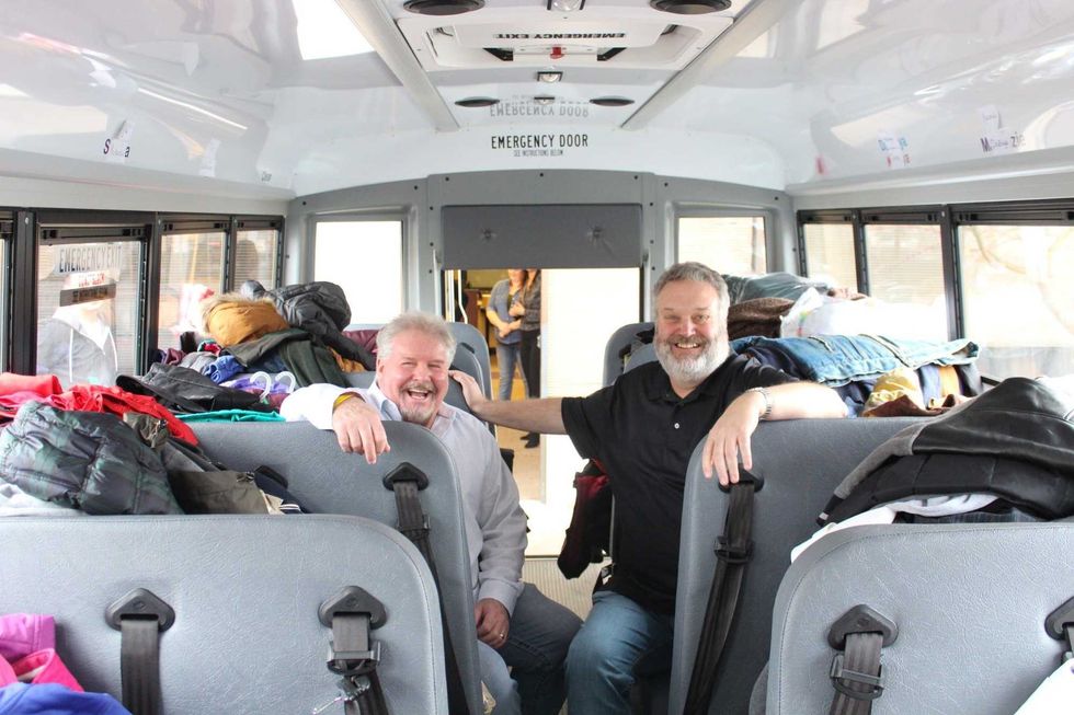 Terry and Brian looking warm