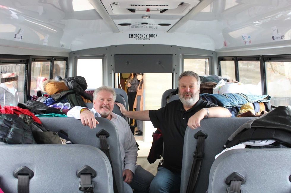 Terry and Brian looking warm
